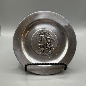 Vintage 70's Pewter Small Decorative Plate